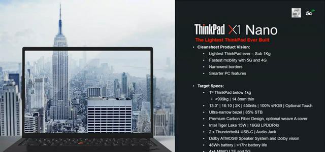 ThinkPad Nano笔记本曝光：搭载11代酷睿处理器，重量不到2斤